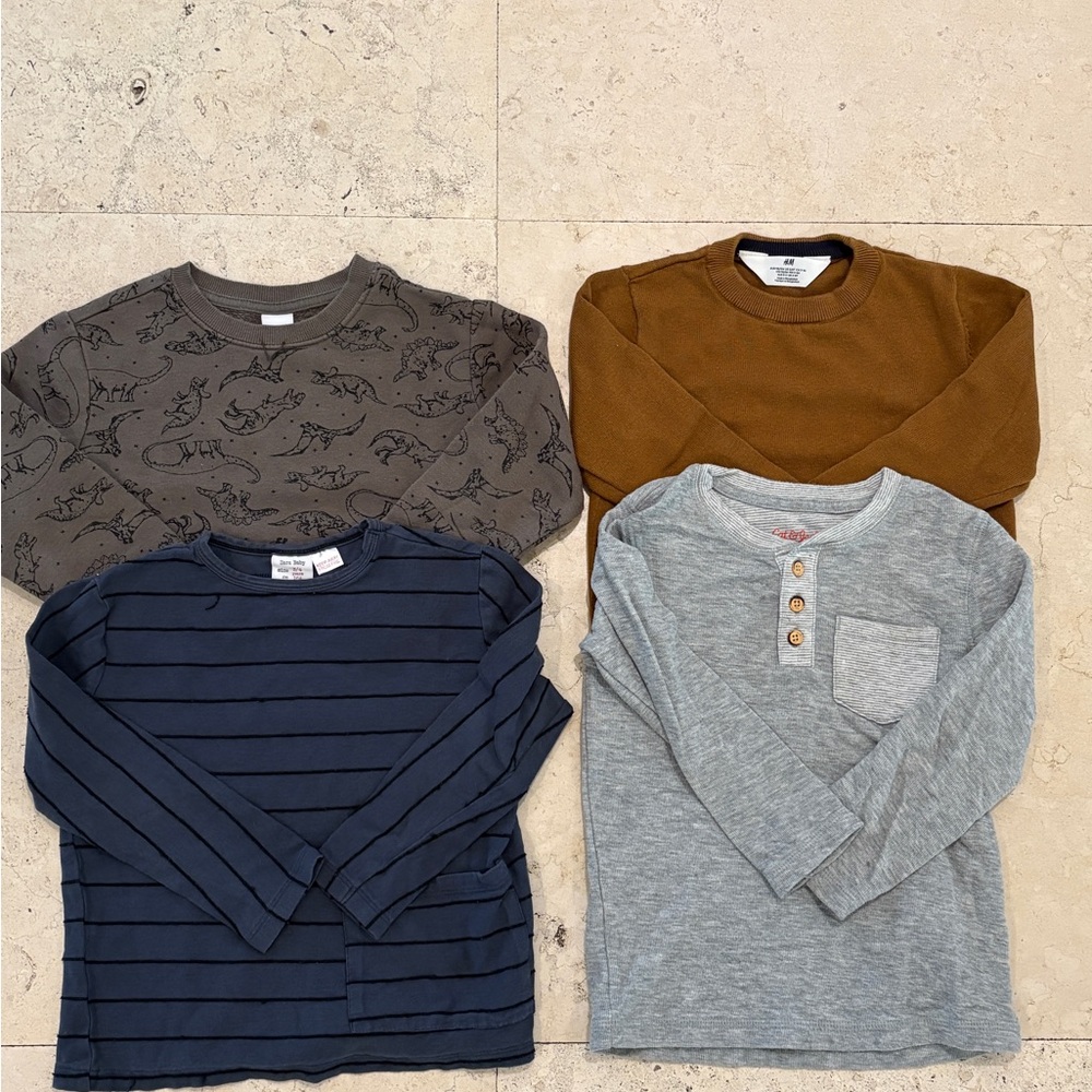 Zara, H&M, Cat & Jack Long Sleeve Shirt Collection - Brown, Navy, Gray, Taupe